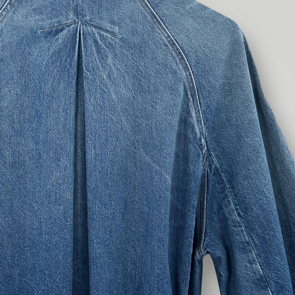 KHAITE Roth Trench Coat Small Blue Denim Belted Made Italy Prototype - Picture 8 of 14